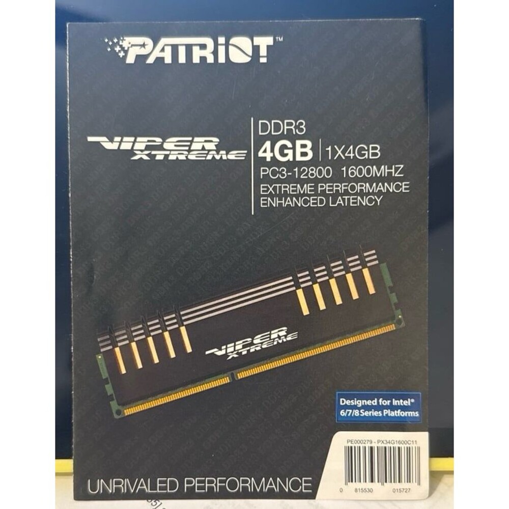 Patriot Memory Viper 4GB Kit 4GB DDR3-1600 PC3-12800 PX34G1600C11 PE Desktop RAM